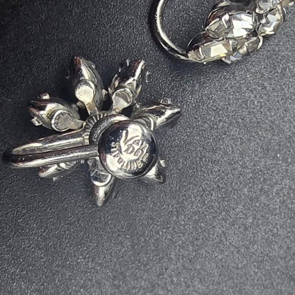 Van Dell Sterling Silver Earrings Rhinestone Flower Screw Back Vintage Jewelry - Picture 4 of 9